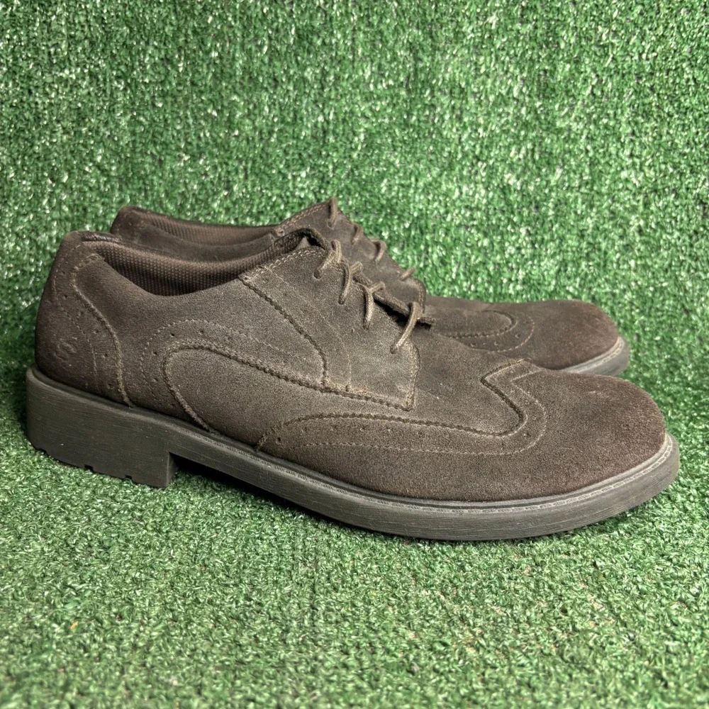 Skechers 62334 Wingtip Brogue Suede Lace Up Oxford Chocolate Brown Mens Size 12
